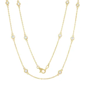 14k Yellow Gold Bezel Set Diamond Station Necklace 18" (I8271)