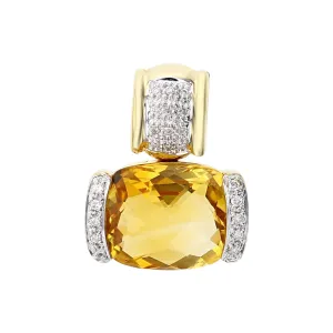 14K Yellow Gold Citrine and Diamond Clip-on Pendant