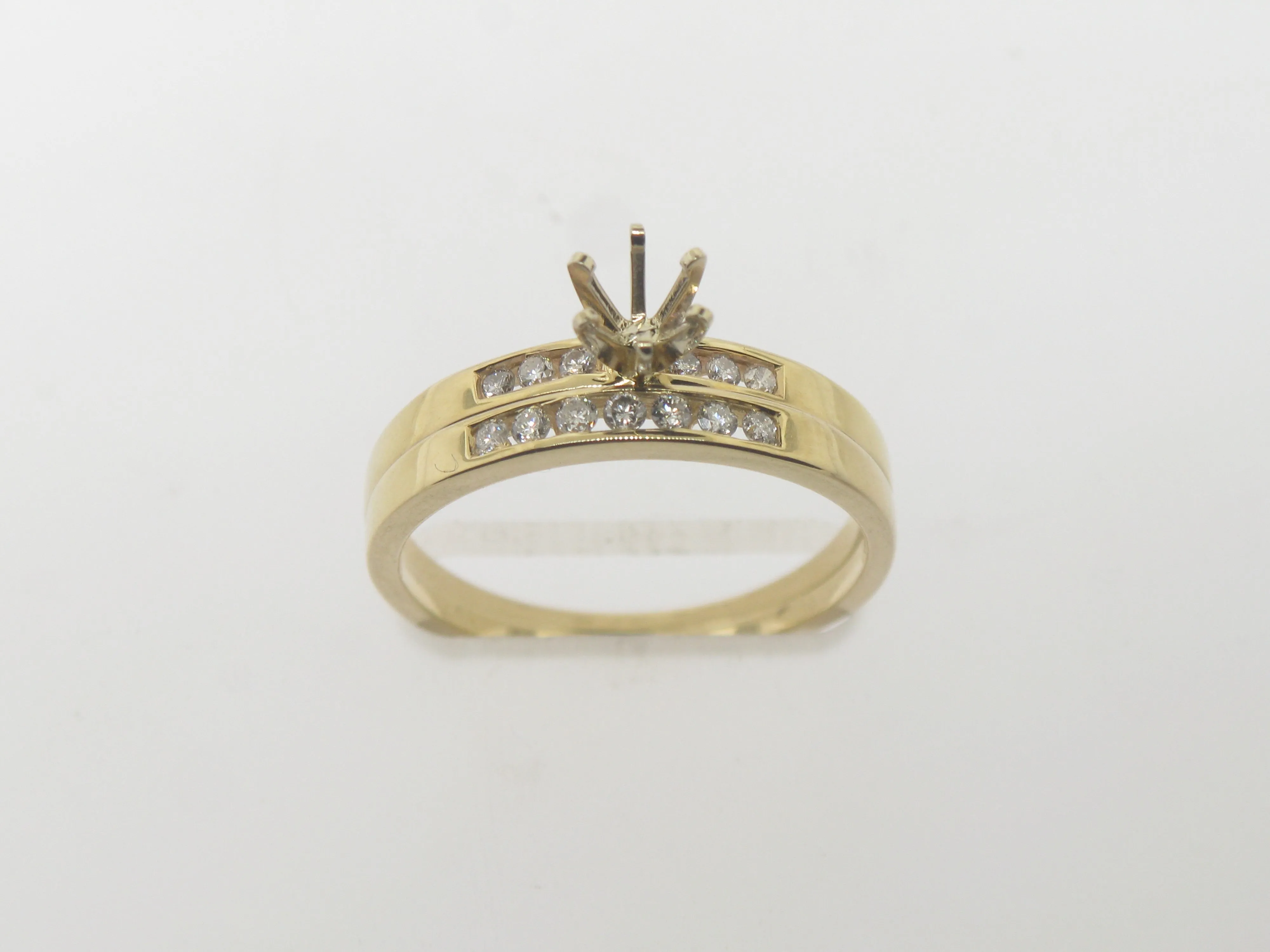 14K Yellow Gold Diamond Ring Semi Mounting [For 1/4CT Stone] New Old Stock