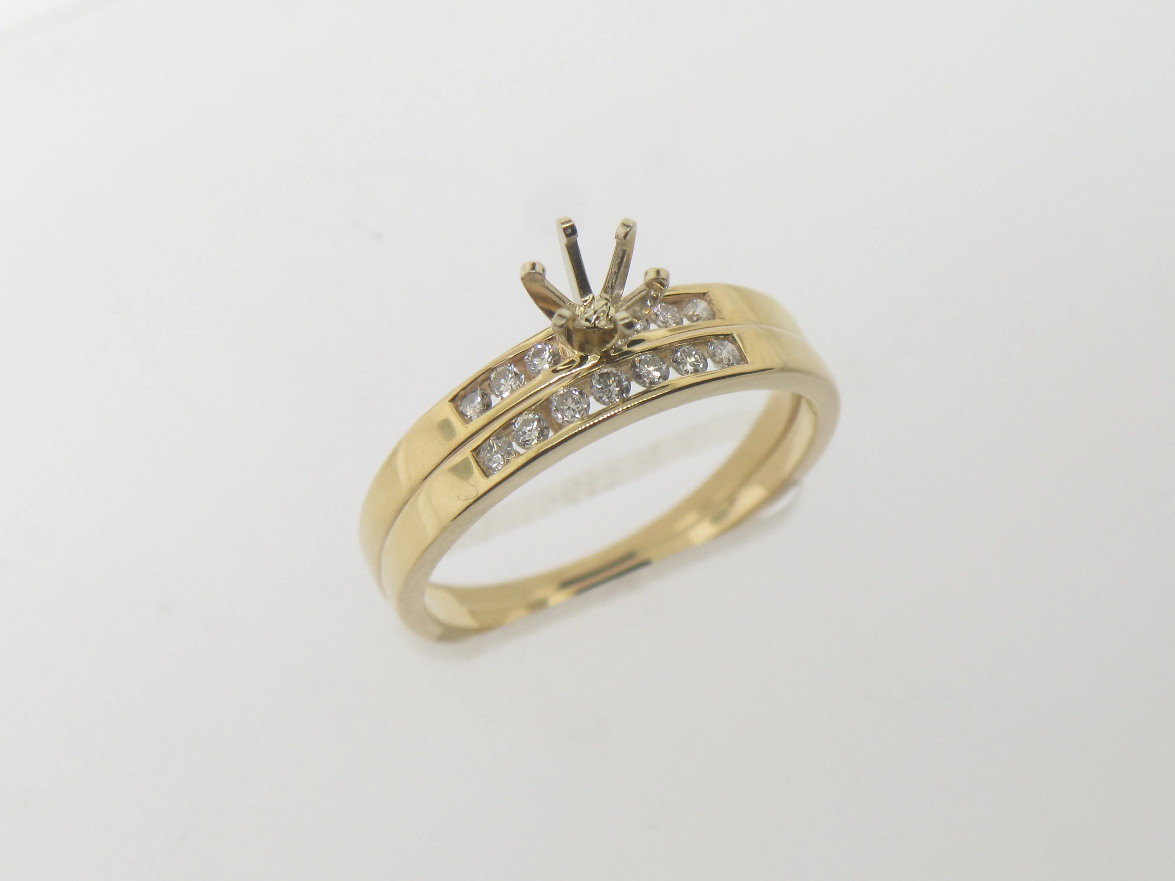 14K Yellow Gold Diamond Ring Semi Mounting [For 1/4CT Stone] New Old Stock