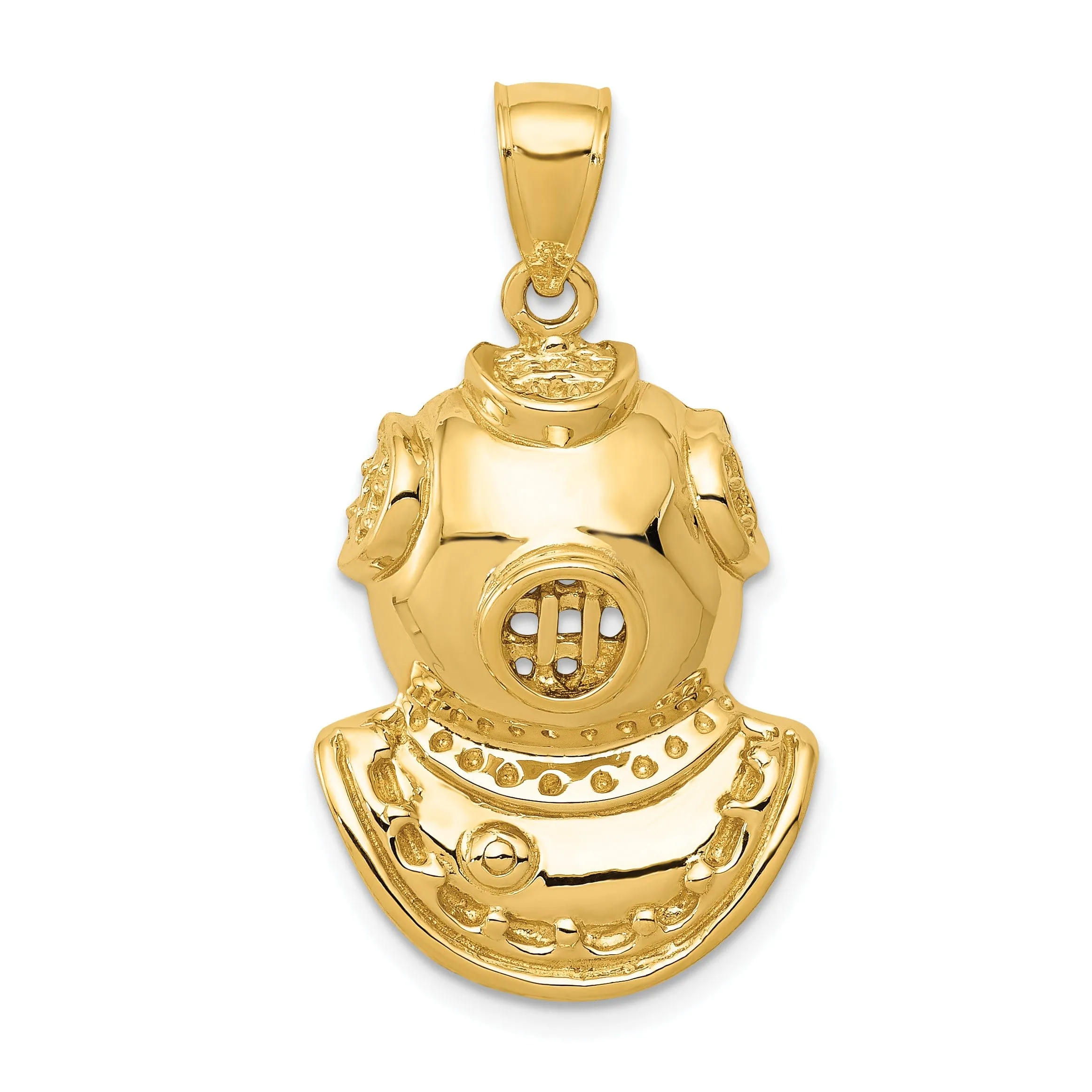 14k Yellow Gold Divers Helmet Pendant