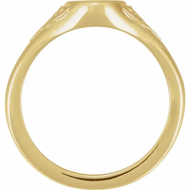 14K Yellow Gold Engravable Oval Celtic-Inspired Signet Ring