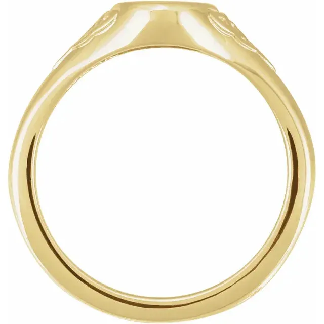 14K Yellow Gold Engravable Oval Celtic-Inspired Signet Ring