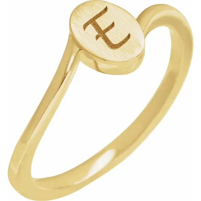 14K Yellow Gold Engravable Oval Signet Ring