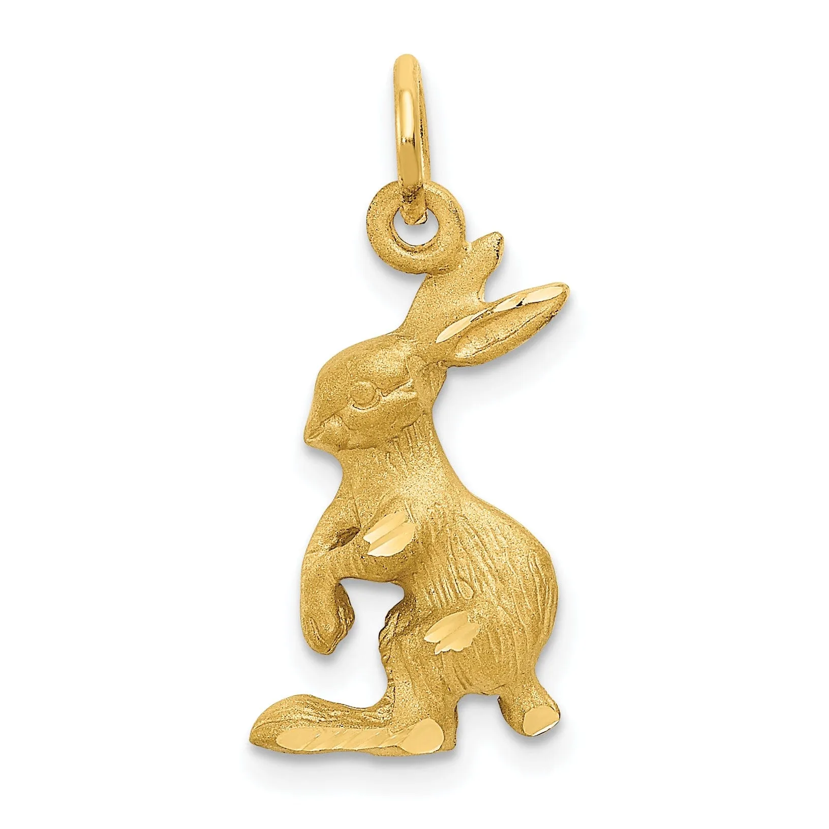 14k Yellow Gold Jack Rabbit Charm Pendant