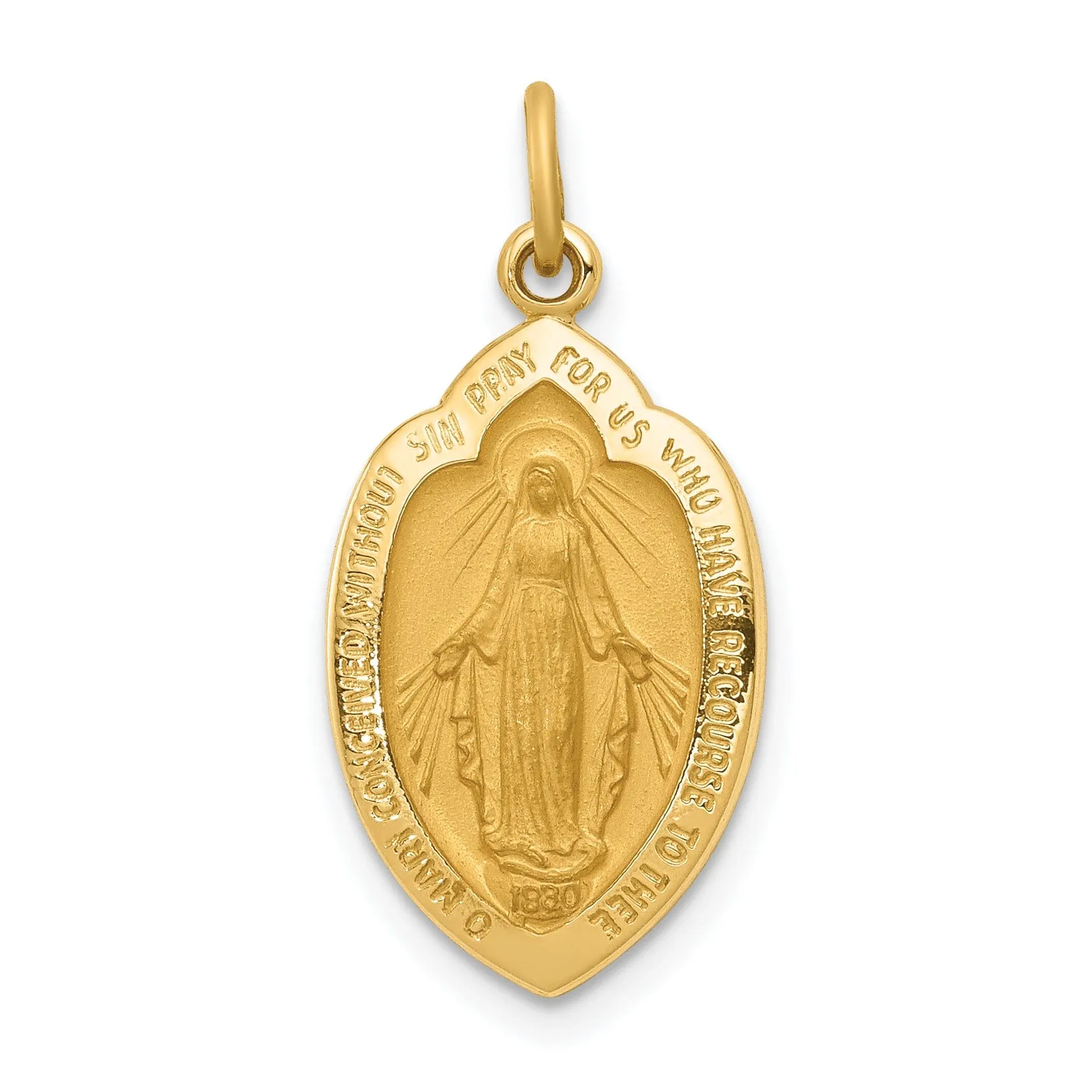 14k Yellow Gold Miraculous Medal Charm Pendant