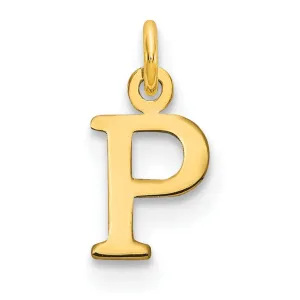 14k Yellow Gold Polished Finish Cut-Out Letter P Initial Design Charm Pendant