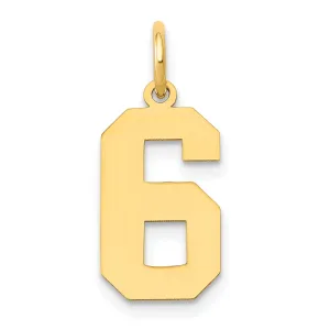 14K Yellow Gold Polished Finish Medium Size Number 6 Charm Pendant