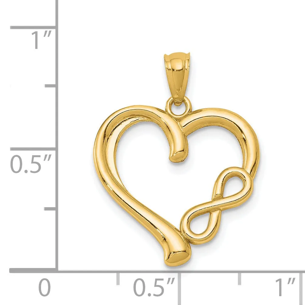 14k Yellow Gold Polished Infinity Heart Pendant