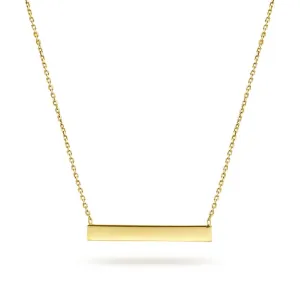 14K Yellow Gold Smooth Bar ID Necklace