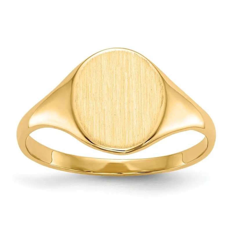 14k Yellow Gold Solid Lightweight 10mm Oval Signet Ring (Ladies Sizes)