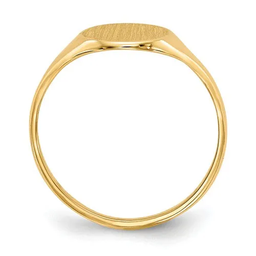 14k Yellow Gold Solid Lightweight 10mm Oval Signet Ring (Ladies Sizes)