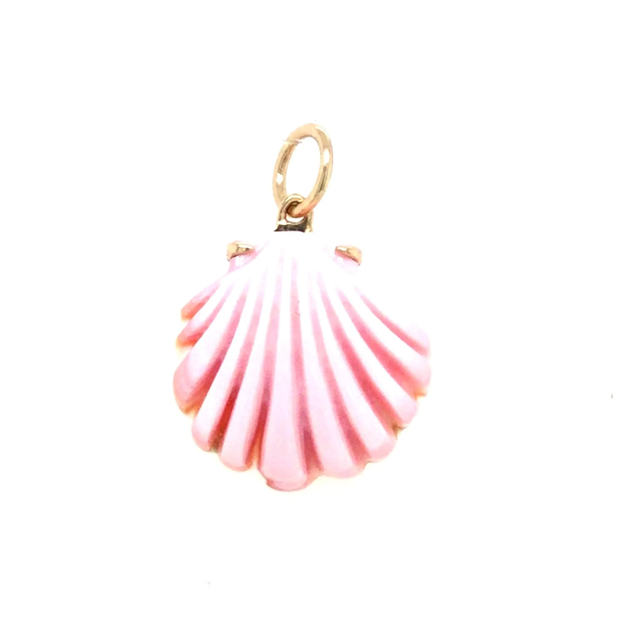 14K Yellow Pink Conch Shell Pendant