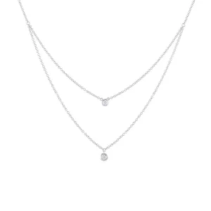 14KT GOLD DOUBLE STRAND DIAMOND BEZEL SET NECKLACE