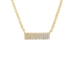 14KT GOLD MINI DIAMOND 3 ROW BAR NECKLACE