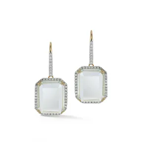 14kt Green Amethyst  and Diamond Tabletop Earrings