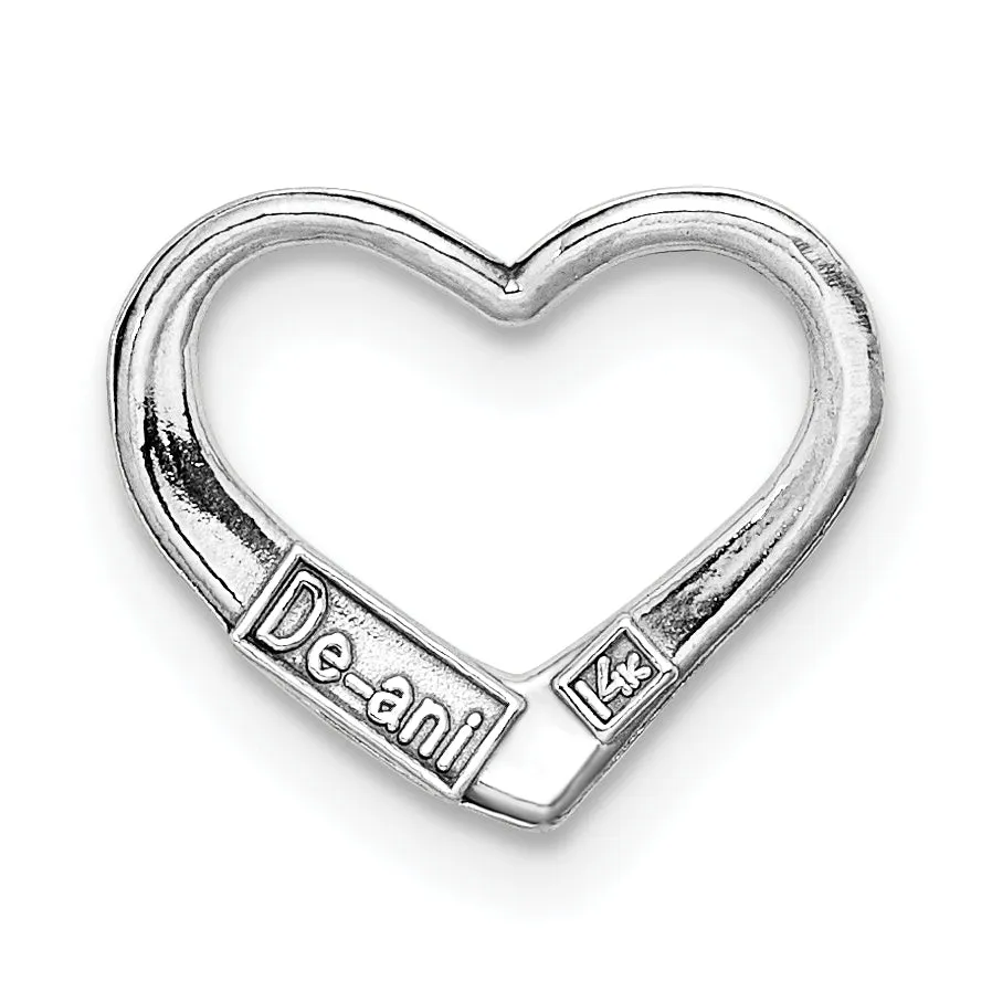 14KT White Gold 2-D Floating Heart Design Slide Pendant