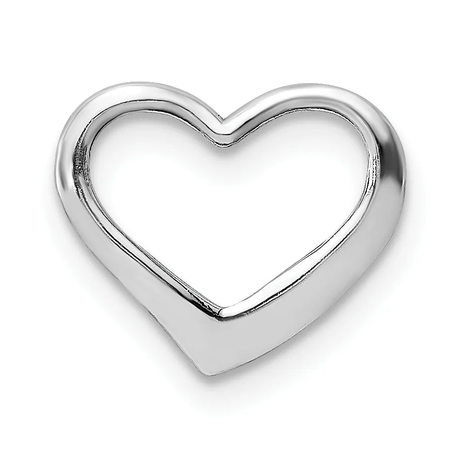 14KT White Gold 2-D Floating Heart Design Slide Pendant