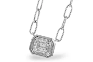 14KW Diamond Baguette Fashion Pendant w/ 18" & 0.26 ctw