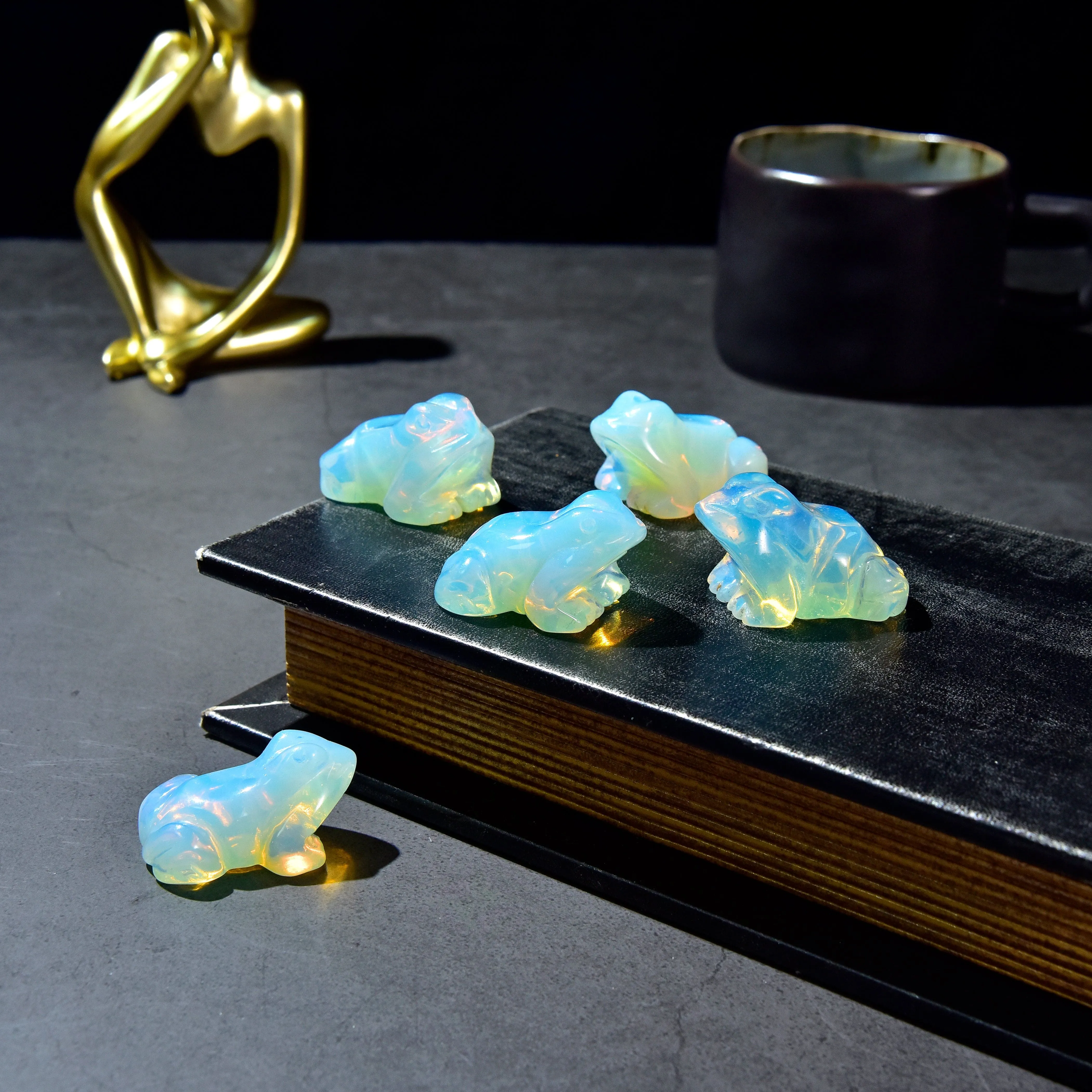 1.5" Opalite Moonstone Frog Gemstone Carving