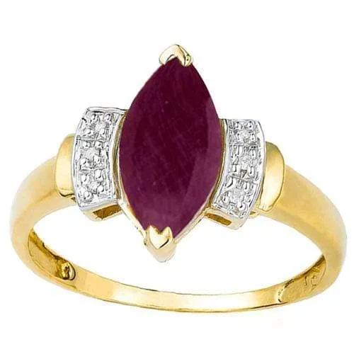 1.6 CT RUBY & DIAMOND 10KT SOLID GOLD RING