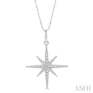 1/6 ctw Round Cut Diamond Star Pendant With Chain in 10K White gold