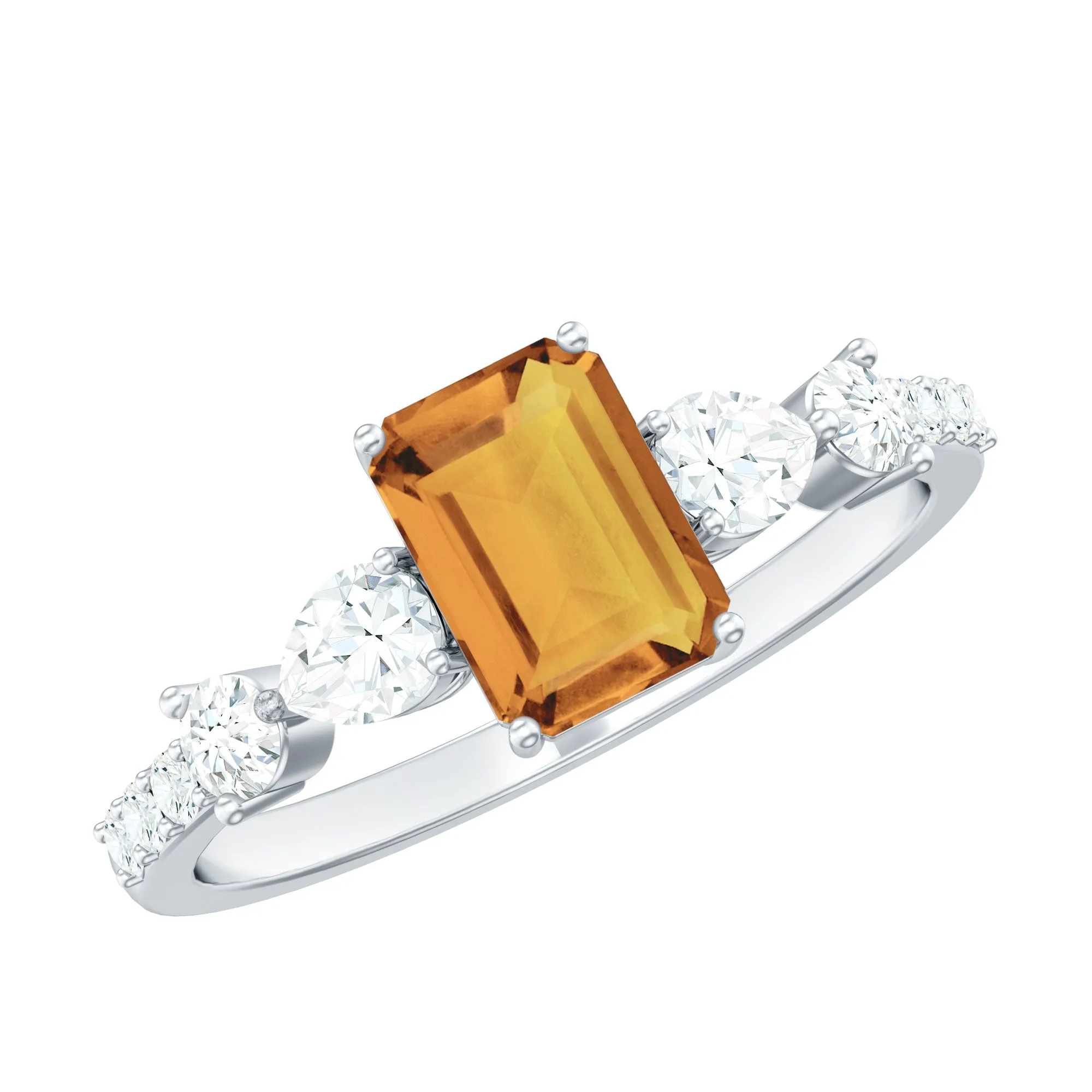 1.75 CT Classic Citrine Solitaire Ring with Moissanite Stones