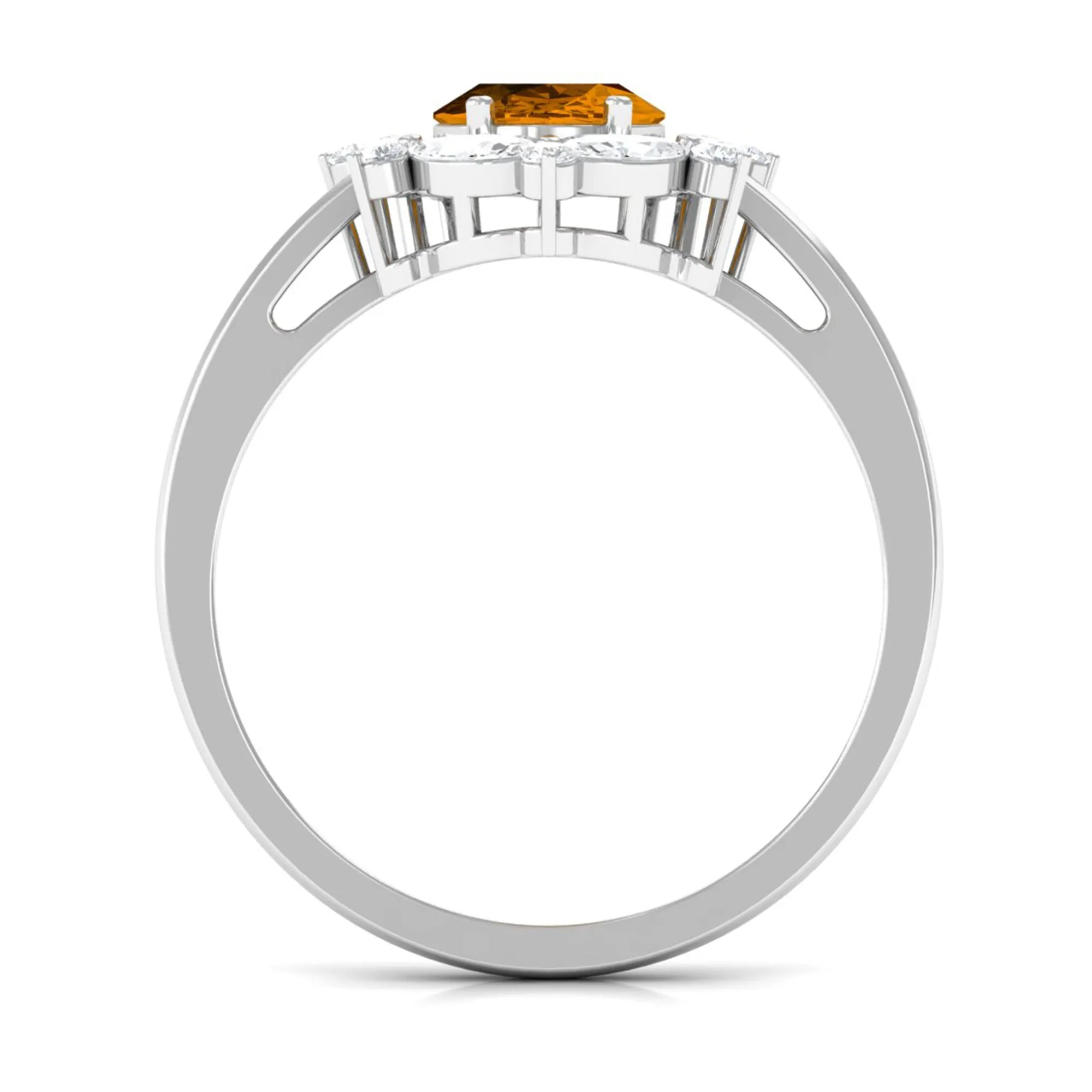 1.75 CT Oval Citrine Designer Halo Engagement Ring with Moissanite