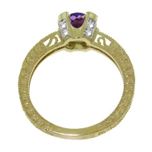 1.8 Carat 14K Solid Yellow Gold Take Control Amethyst Diamond Ring