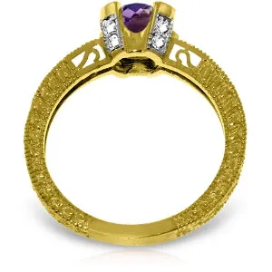 1.8 Carat 14K Solid Yellow Gold Take Control Amethyst Diamond Ring