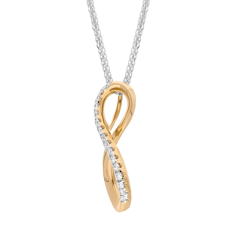 18ct Rose and White Gold Diamond Infinity Symbol Necklace