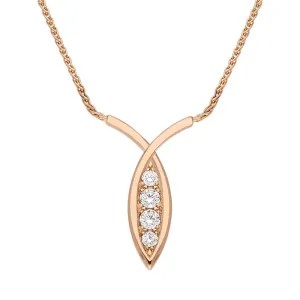 18ct Rose Gold .28ct Diamond Fish Necklace