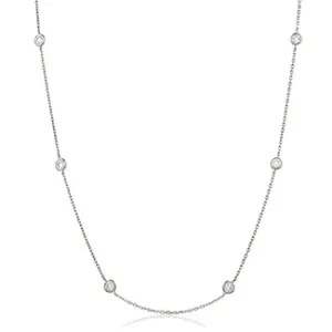 18ct White Gold 0.88ct Round Brilliant Cut Diamond Station Necklace