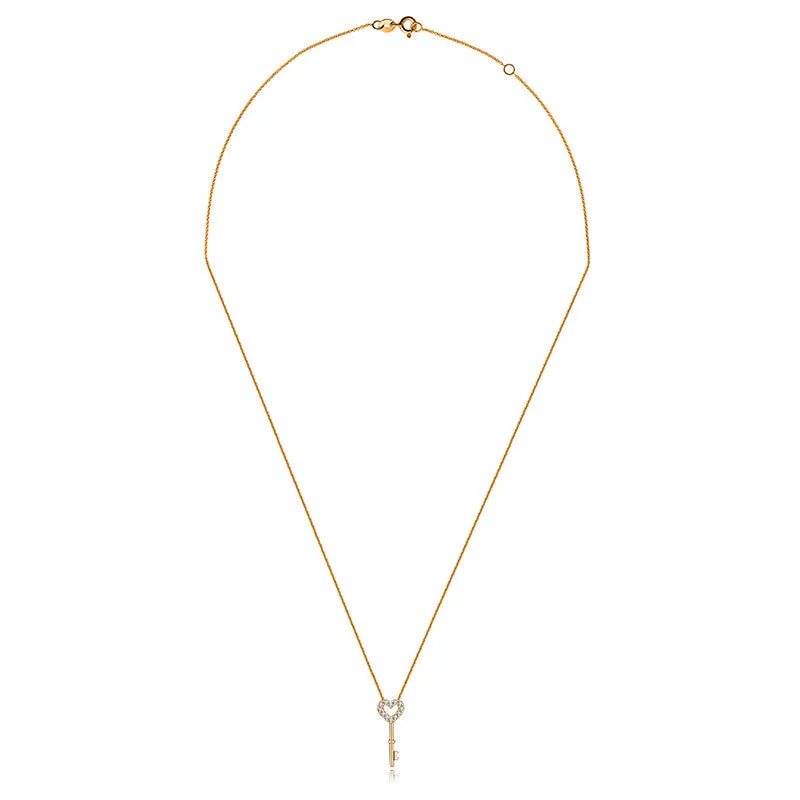 18k Gold Key Shape Diamond Necklace