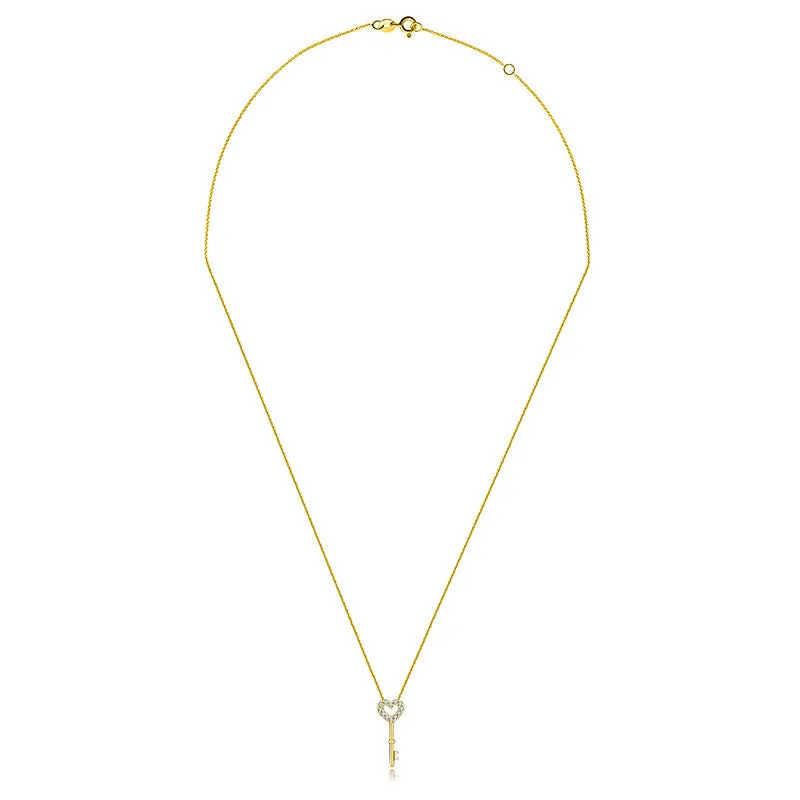 18k Gold Key Shape Diamond Necklace