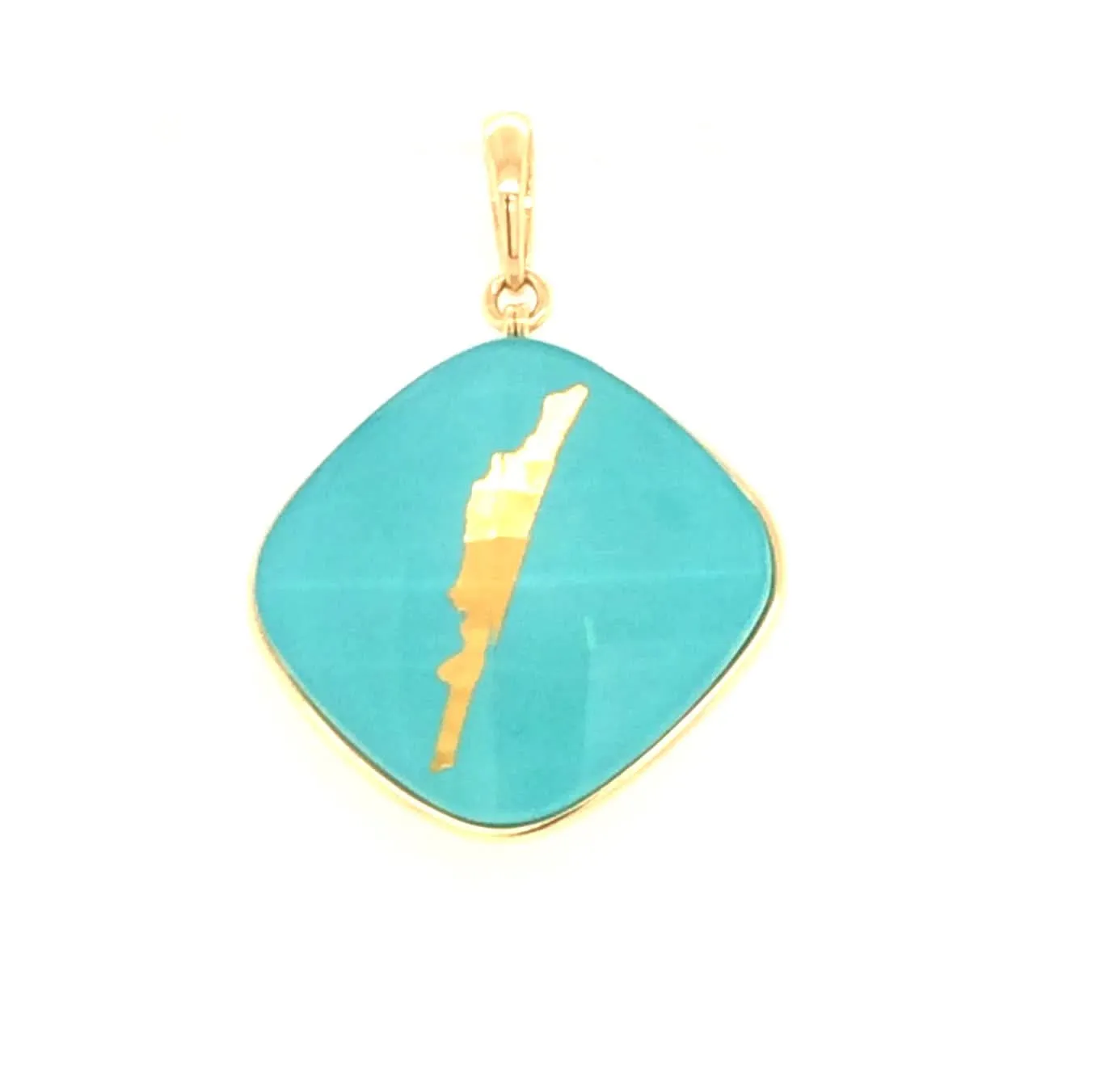 18K Yellow Turquoise and Quartz Pawleys Island Pendant