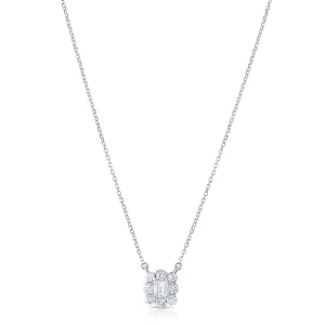 18kt White Gold Diamond Square Pendant Necklace