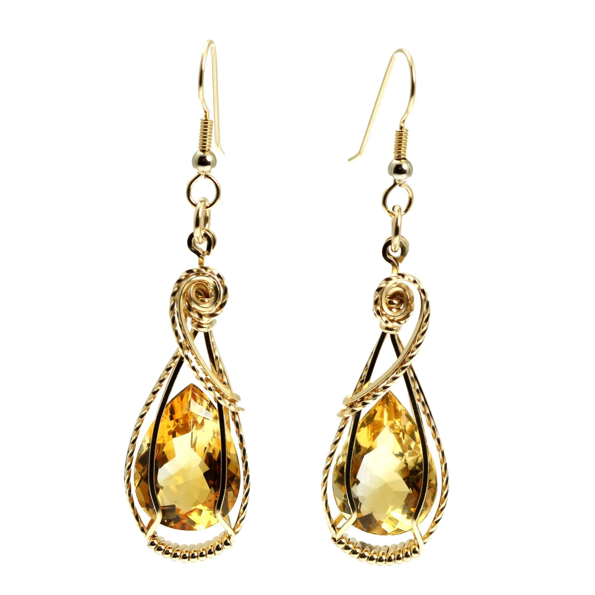 19 CT Cushion Cut Citrine 14K Gold-filled Earrings