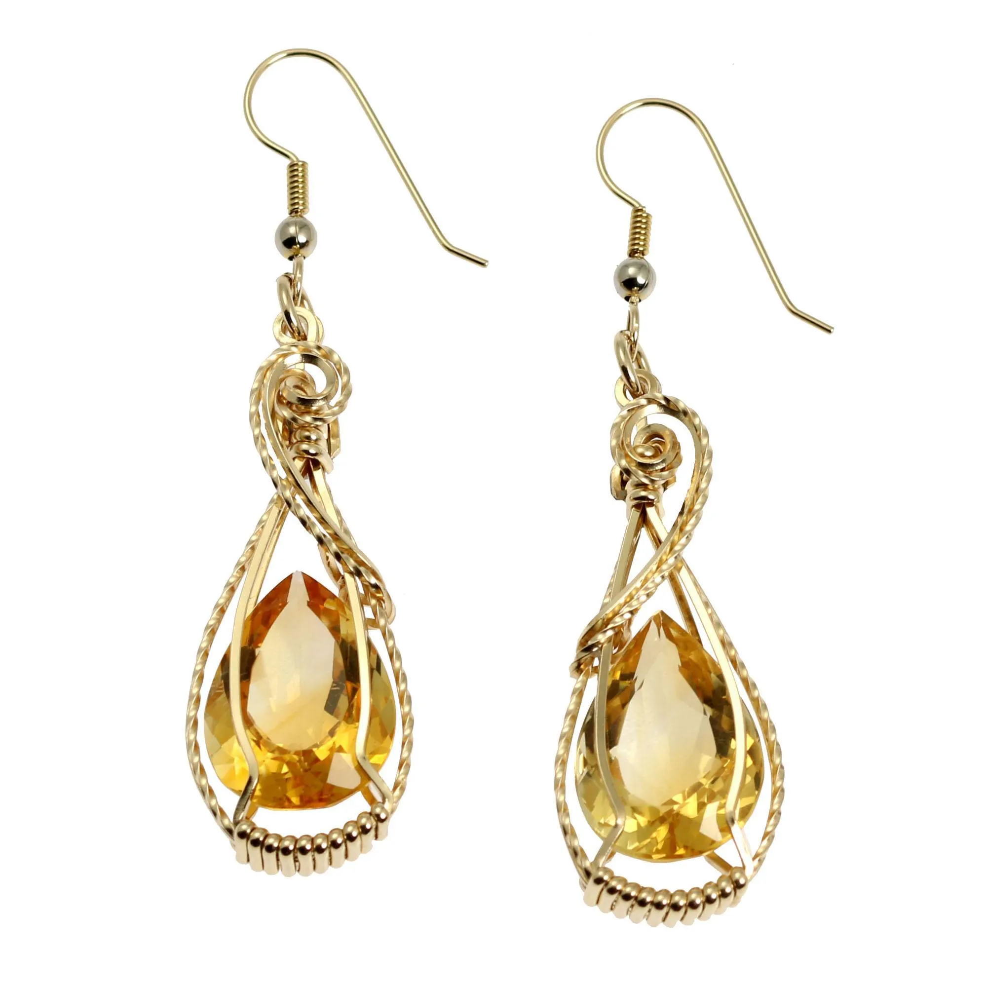 19 CT Cushion Cut Citrine 14K Gold-filled Earrings