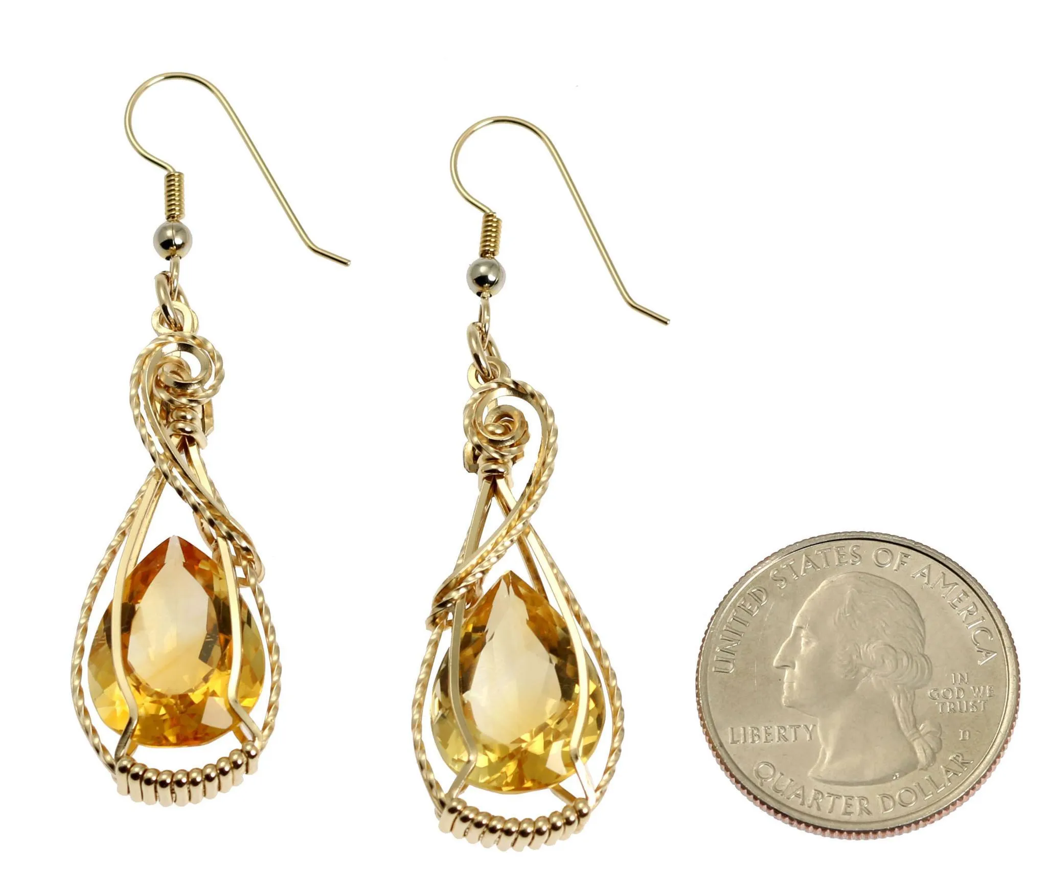 19 CT Cushion Cut Citrine 14K Gold-filled Earrings