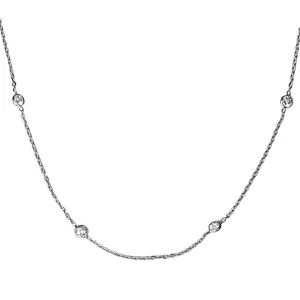 1ct Diamonds Bezel Station 18" 14K White Gold Womens Necklace