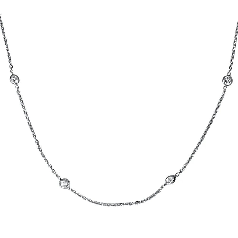 1ct Diamonds Bezel Station 18" 14K White Gold Womens Necklace