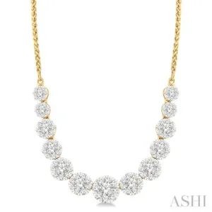 2 Ctw Round Cut Diamond Lovebright Necklace in 14K Yellow and White Gold