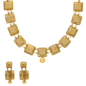 22K Yellow Gold Antique Necklace Set (39.2gm)