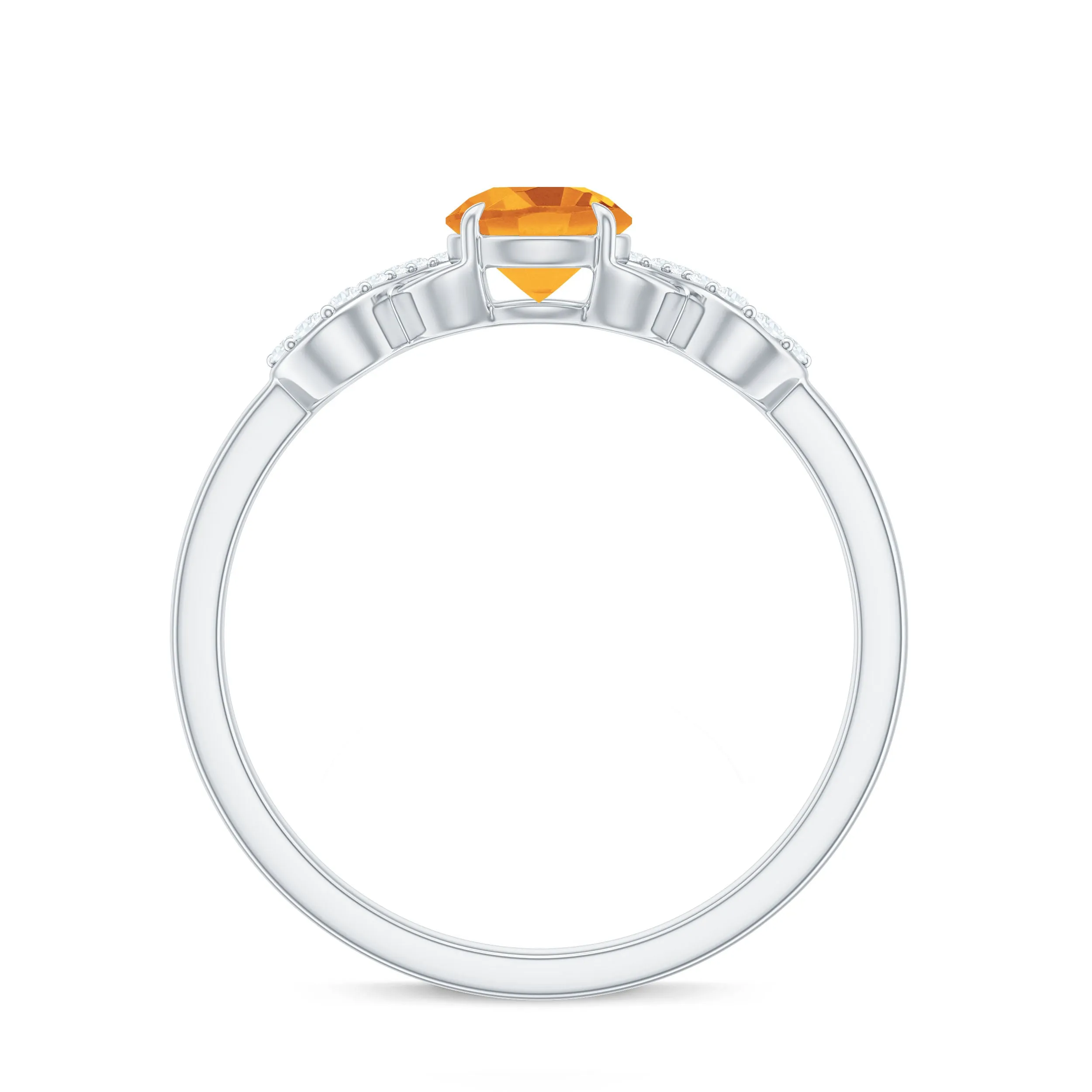 3/4 CT Citrine Solitaire Engagement Ring with Diamond Accent