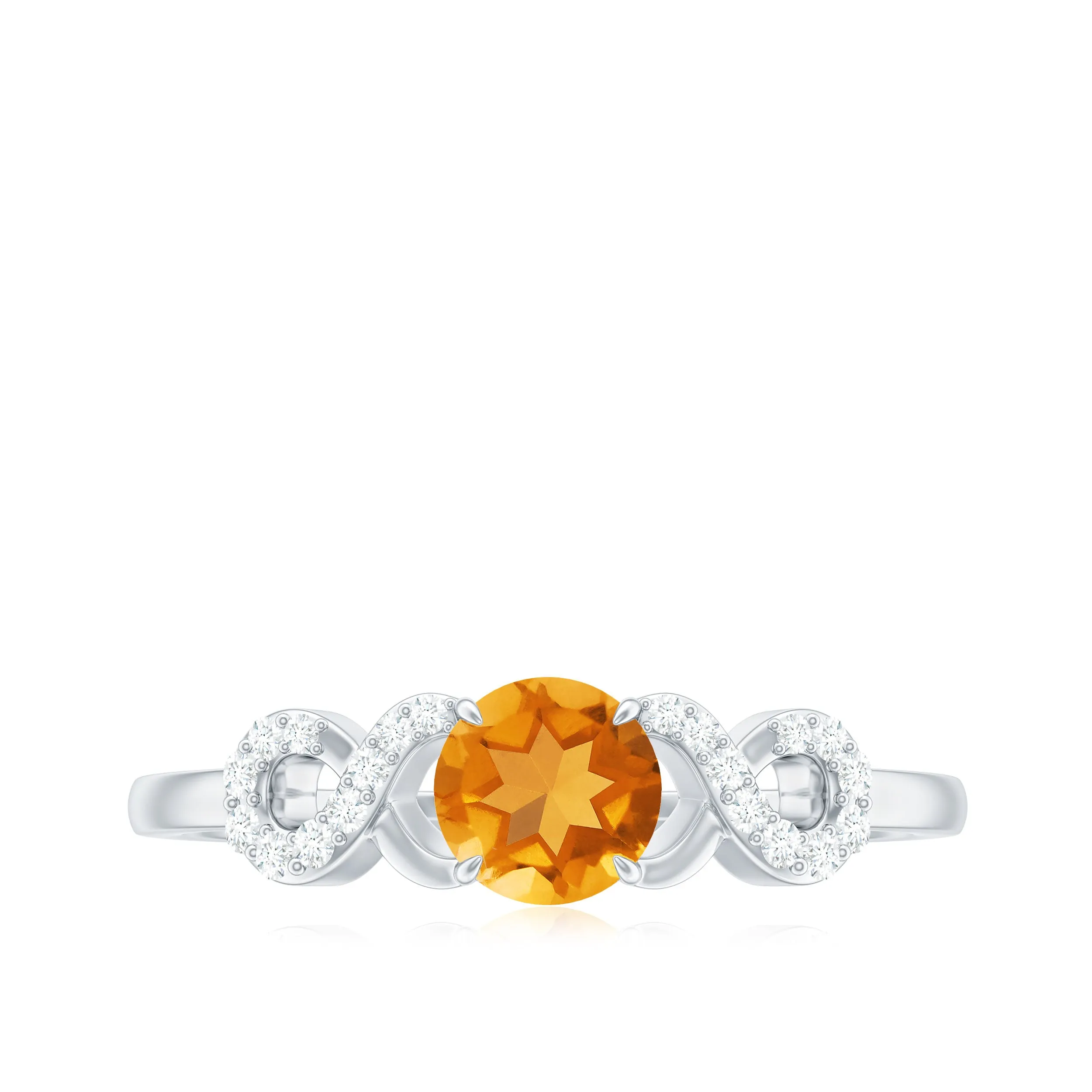 3/4 CT Citrine Solitaire Engagement Ring with Diamond Accent