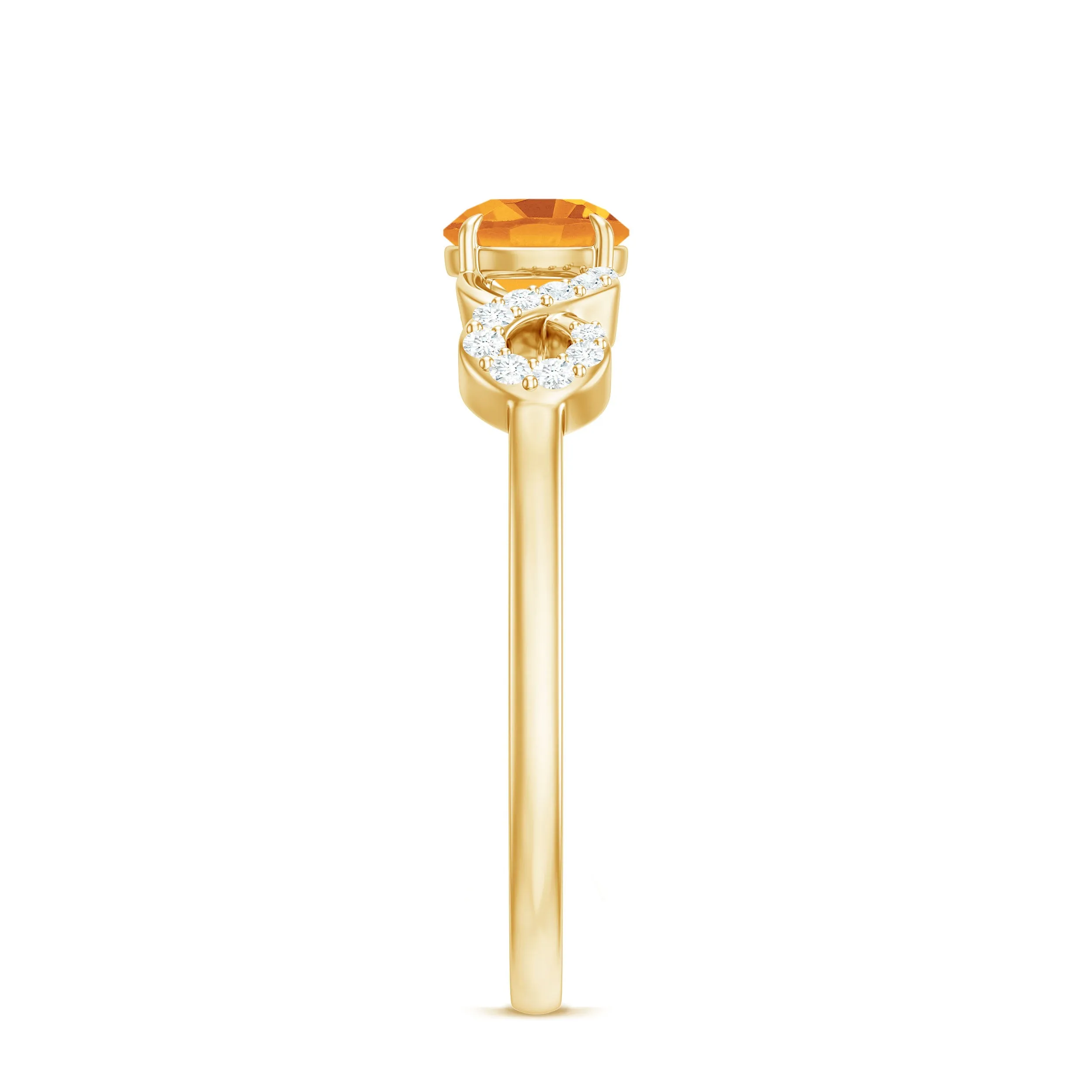 3/4 CT Citrine Solitaire Engagement Ring with Diamond Accent