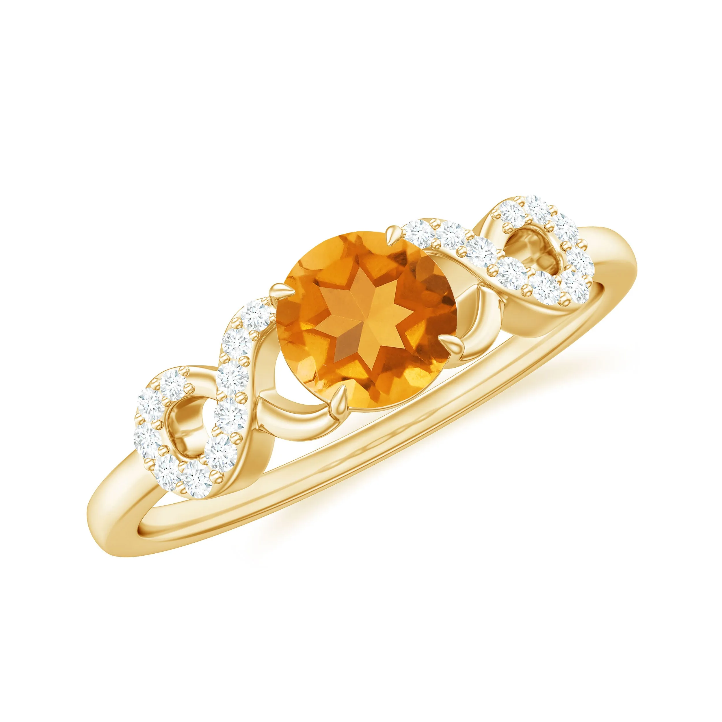 3/4 CT Citrine Solitaire Engagement Ring with Diamond Accent