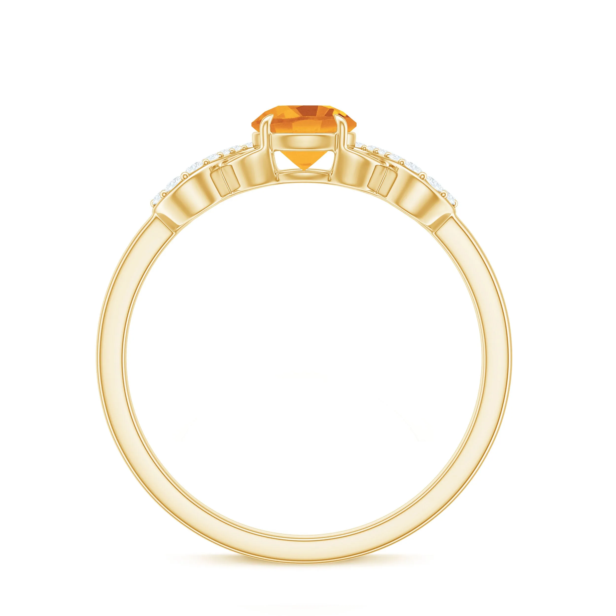 3/4 CT Citrine Solitaire Engagement Ring with Diamond Accent