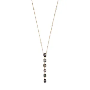 6 OVAL BLUE TOURMALINE DROP DIAMOND NECKLACE